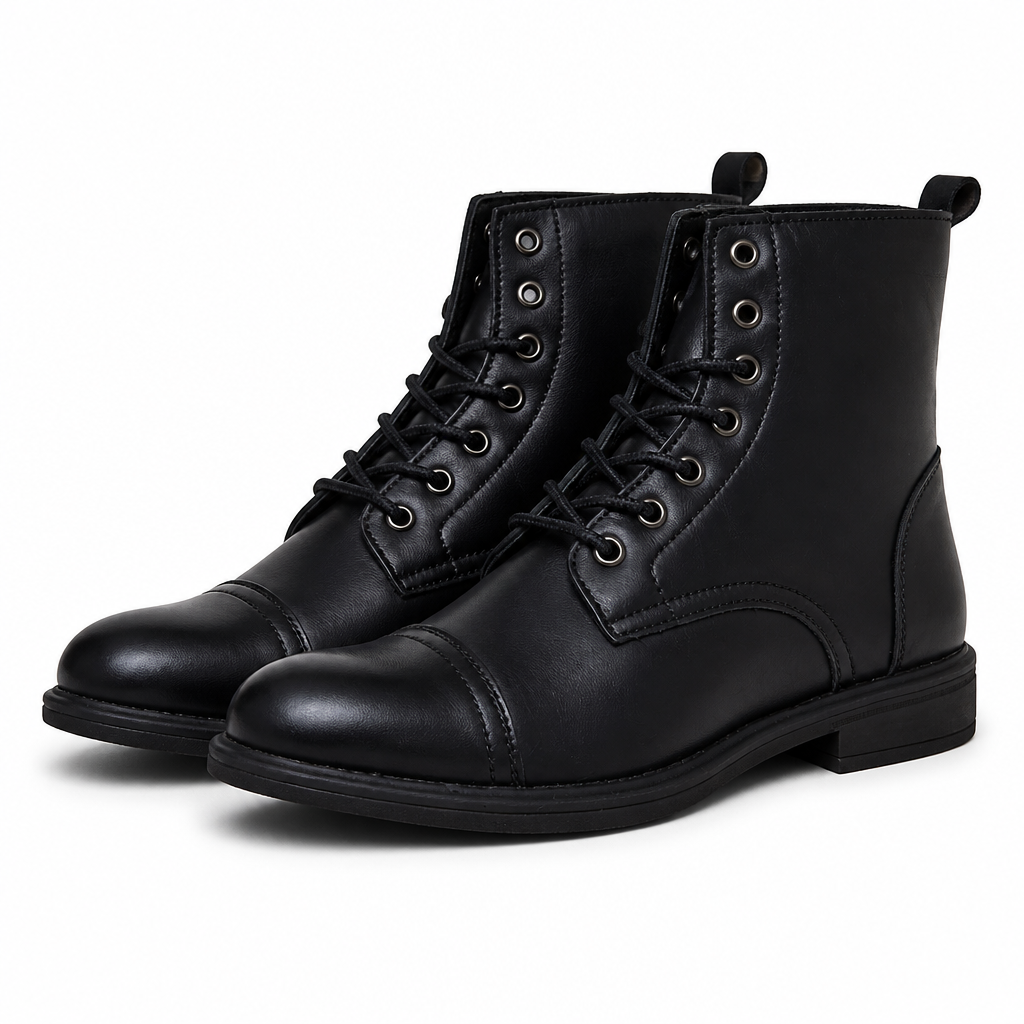 Merrick | Mens Leather Lace Up Autumn Winter Ankle Boots Black packshot