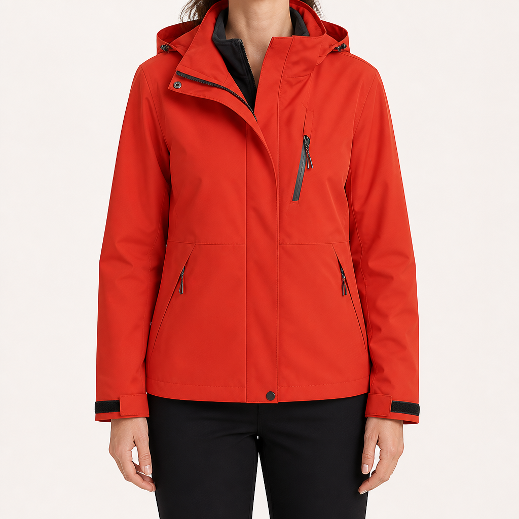Imogen | Womens 3 In 1 Waterproof Hooded Softshell Jacket, Red