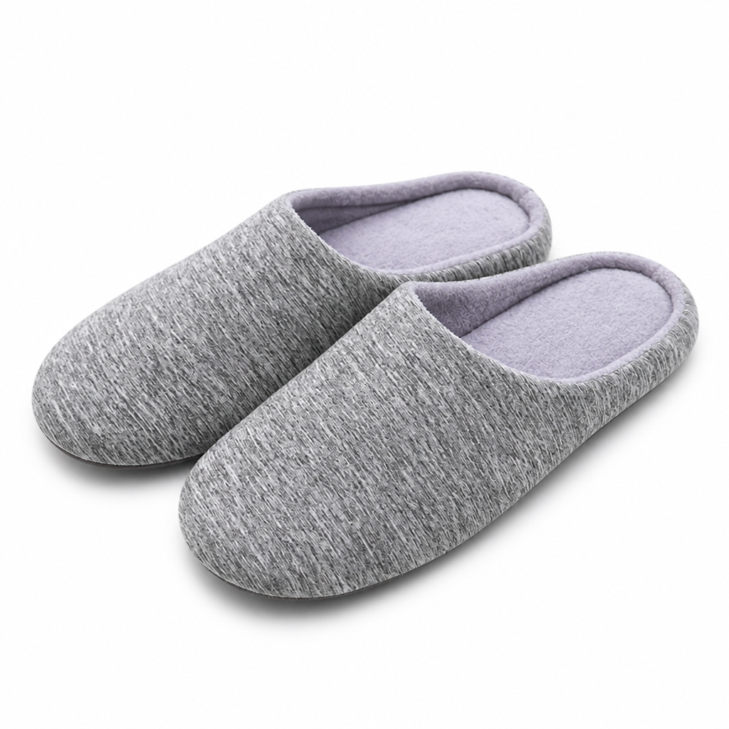 Romy | Womens Slippers Fluffy Warm Cotton House Indoor Slippers Gray 2 packshot