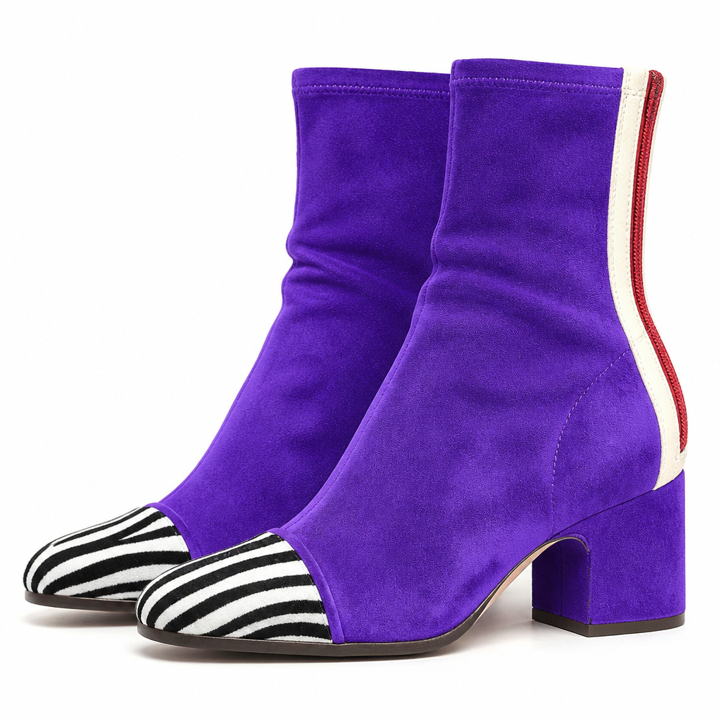 Fenella | Womens Knee High Suede Heeled Winter Long Boots Purple packshot