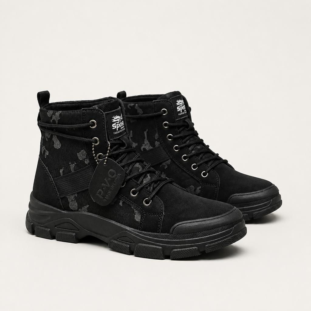 Bennett | Mens Lace Up Tactical Hiking Boots, Black 2