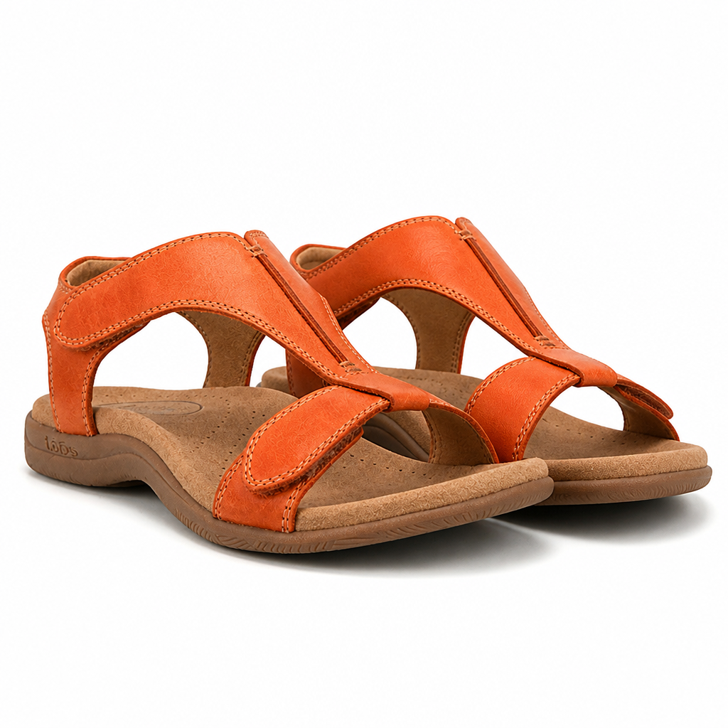 Indira | Womens Flat Massage Beach Summer Comfortable Sandals Orange packshot