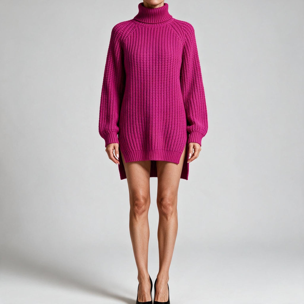 Rhiannon | Womens Wedding Guest Jumper Knitted Split Raglan Sleeve Dresses Red