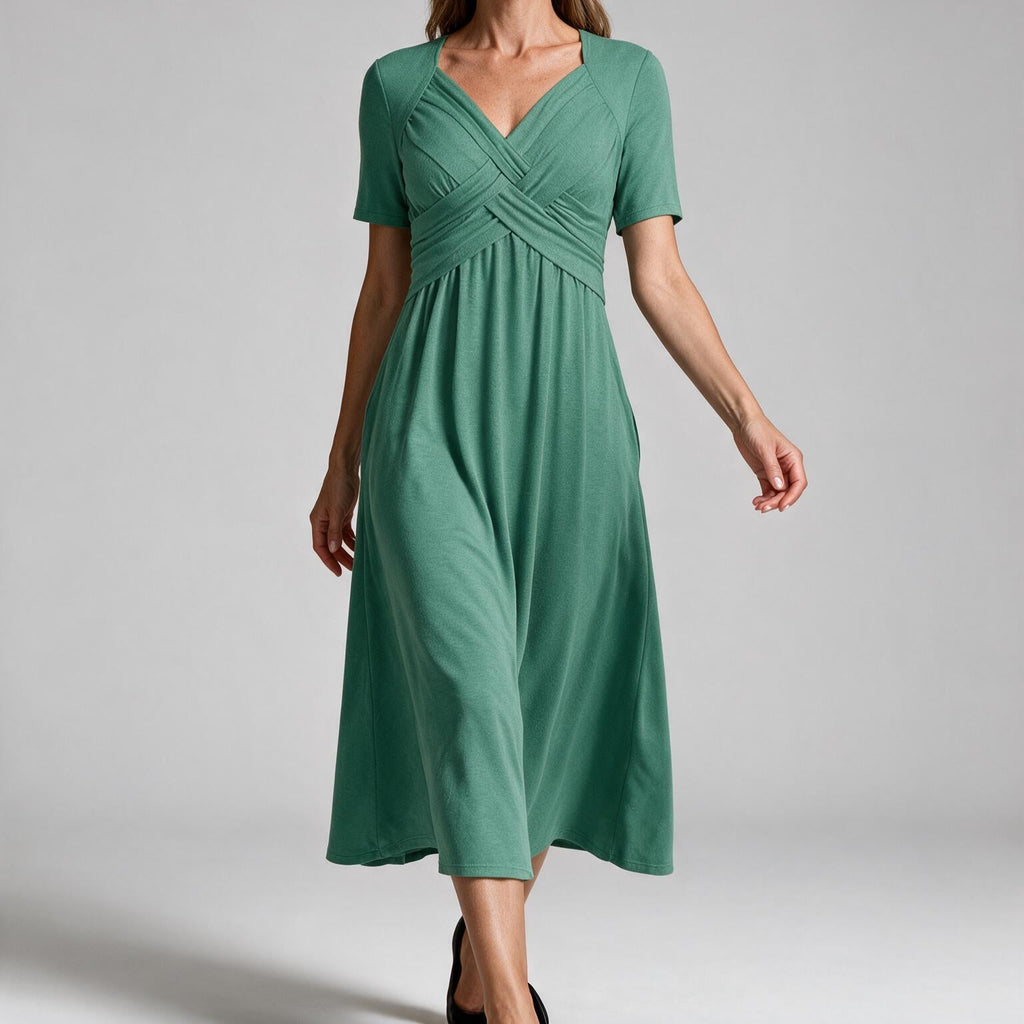 Adaline | Womens Short Sleeve Wrap Waist Long Maxi Wedding Guest Summer Dresses