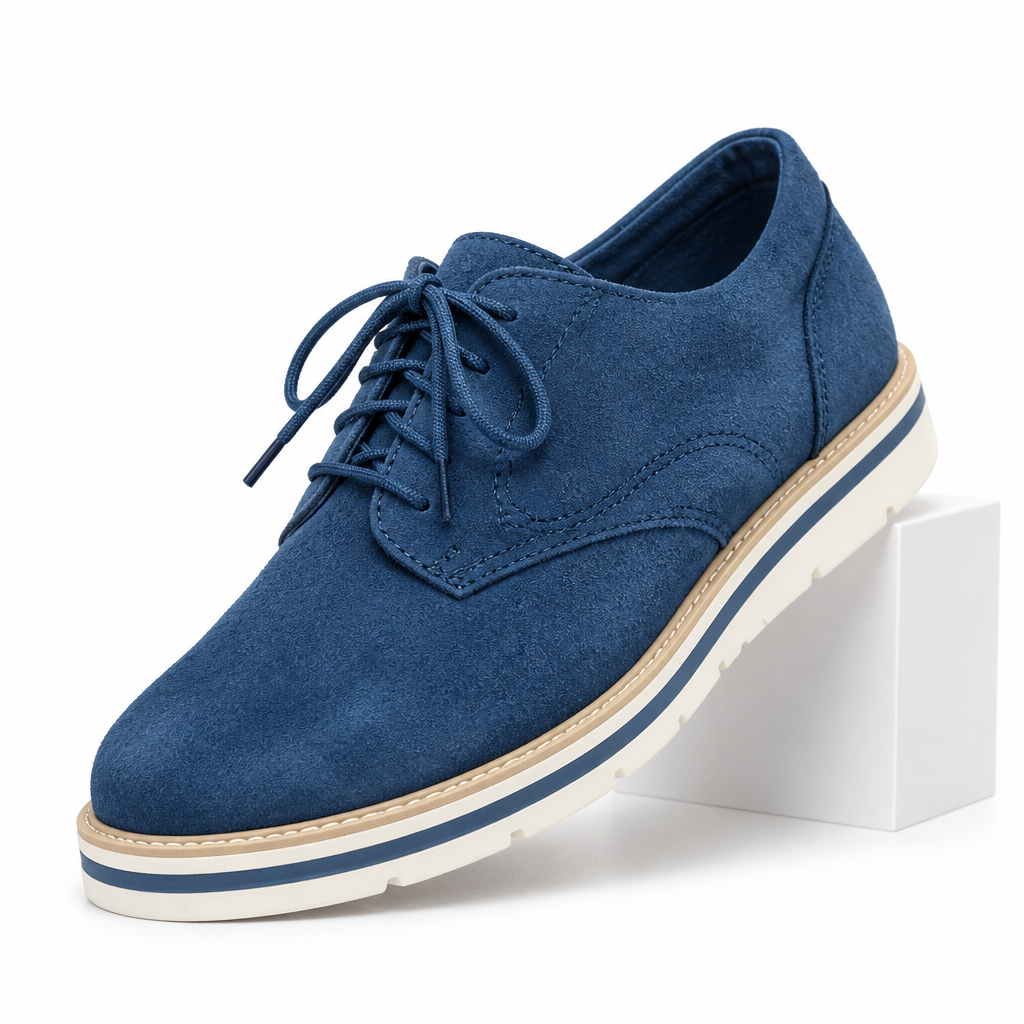 Noor | Womens Brogues Lace Up Flat Leather Shoes Loafers Oxford Blue packshot