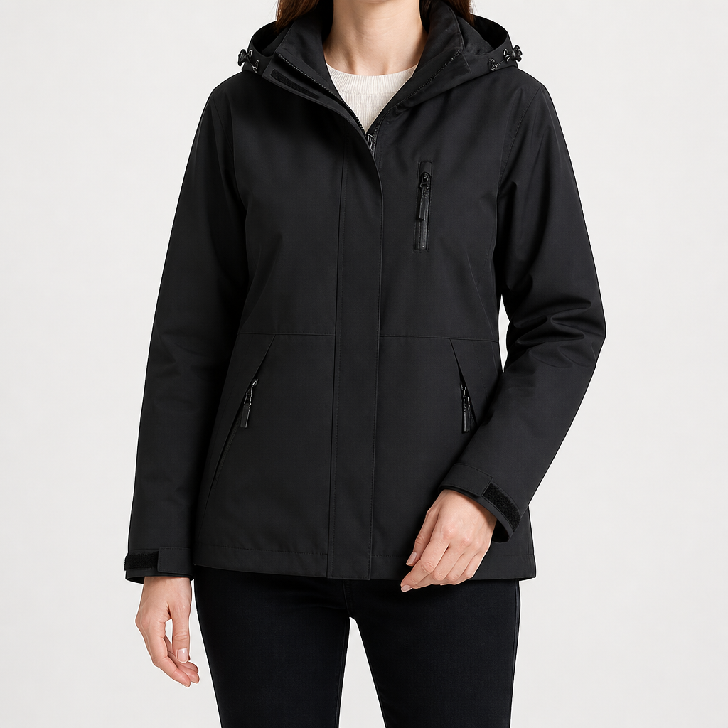 Imogen | Womens 3 In 1 Waterproof Hooded Softshell Jacket, Black 2