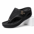 Odile | Womens Studded Toe Post Wedge Flip Flop Sandals Black packshot