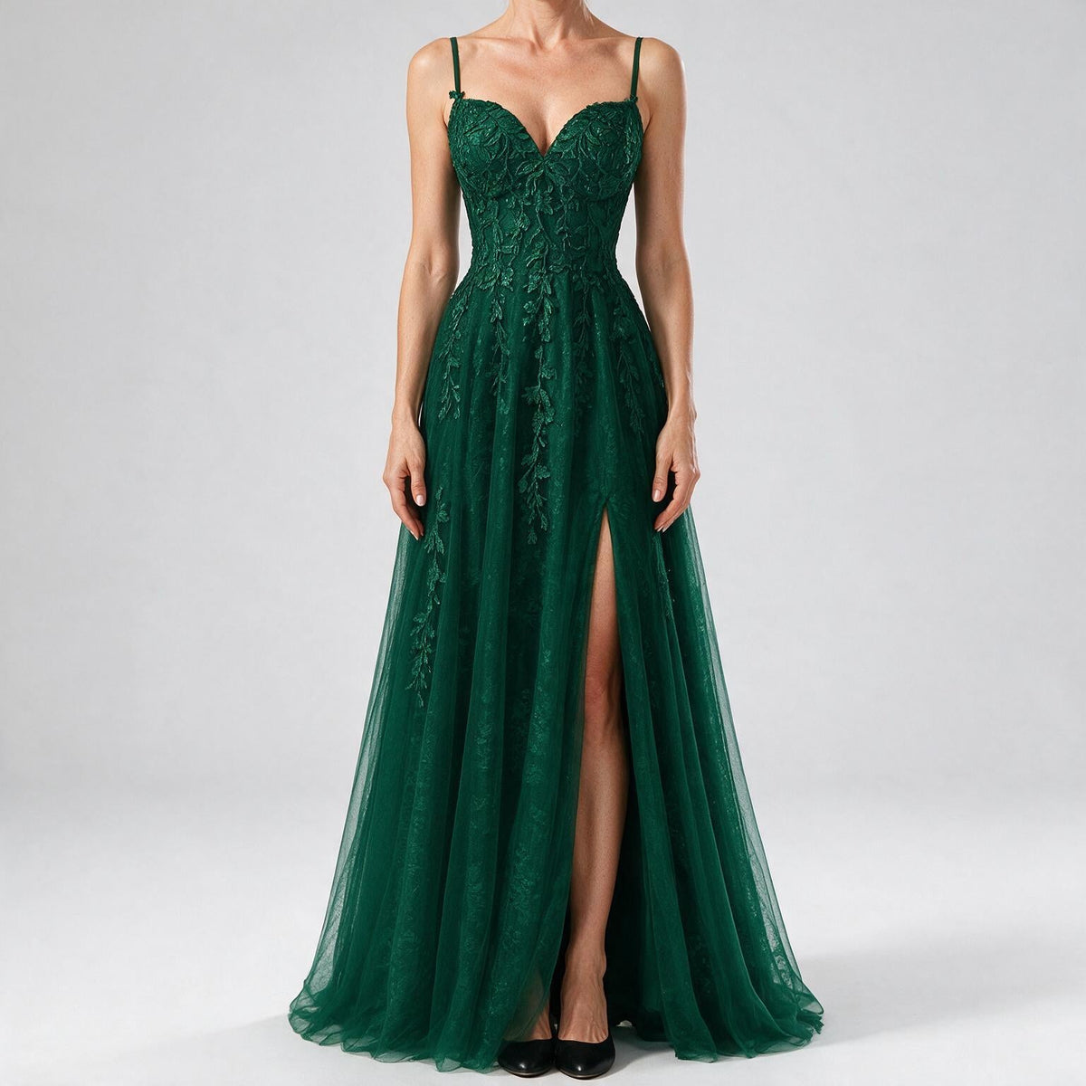 Genevieve | Womens Prom Formal Evening Gown Maxi Wedding Guest Cocktail Dresses Emerald Green