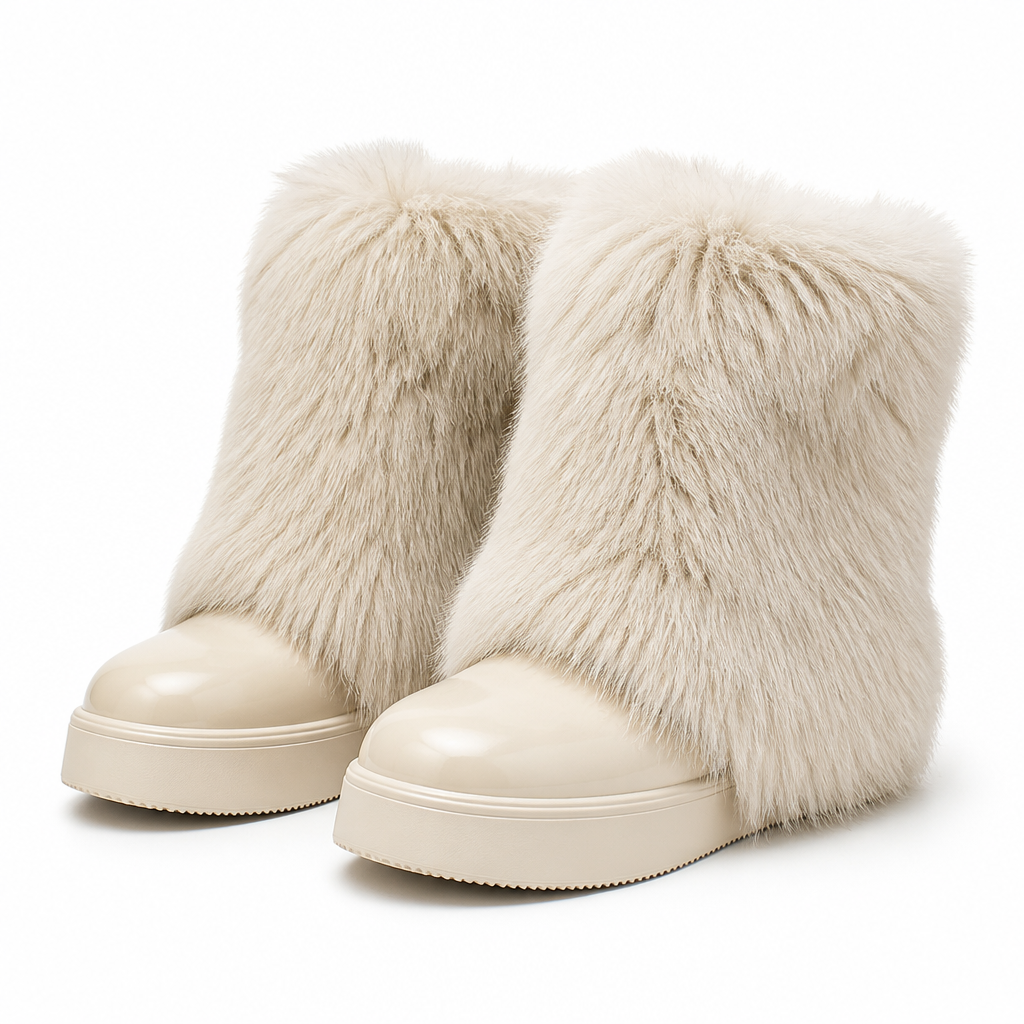 Finnian | Womens Snow Boots Fleece Lined Non Slip Warm Winter Ankle Boots White packshot