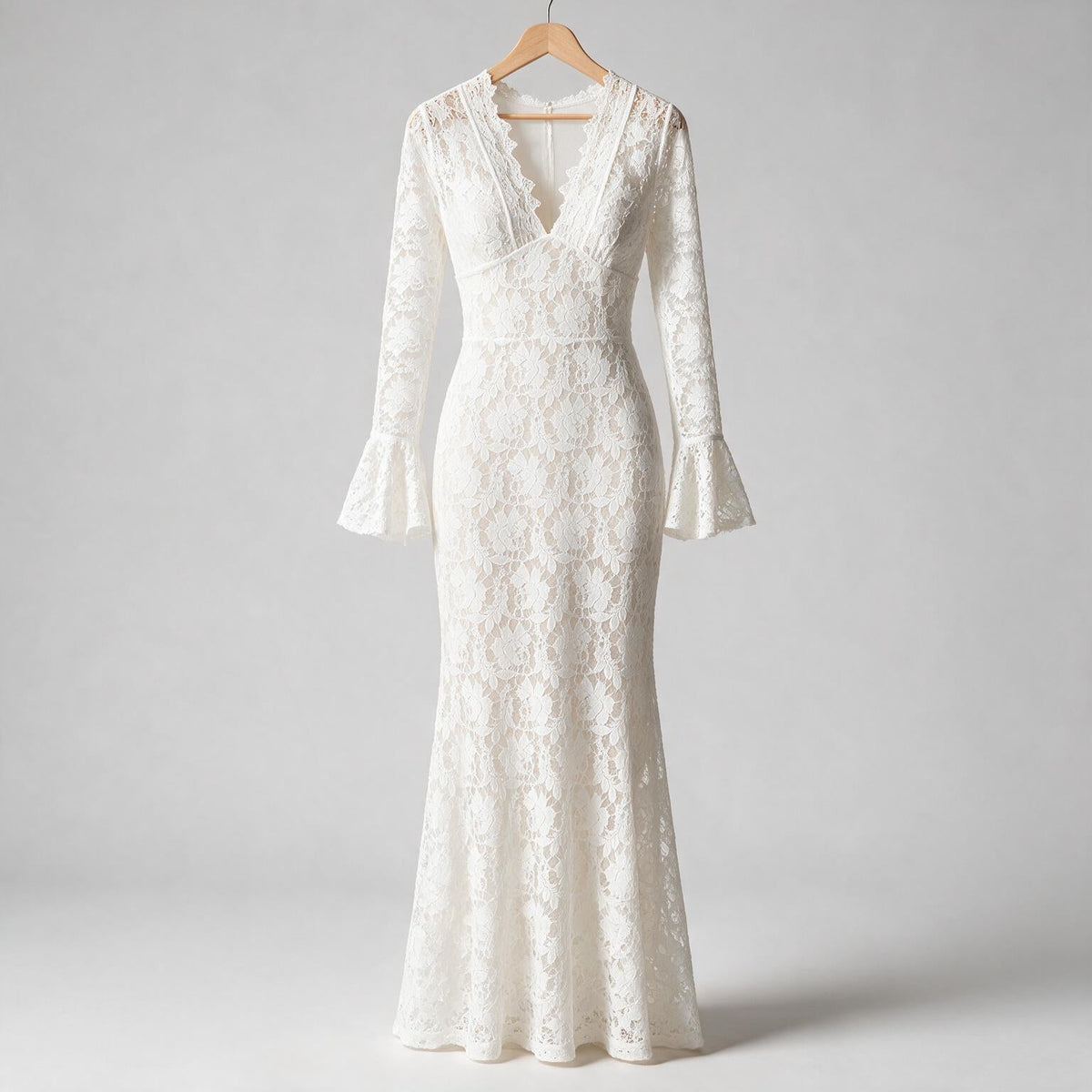Eloise | Womens White Lace Maxi Wedding Guest Prom Evening Cocktail Formal Dresses on hanger