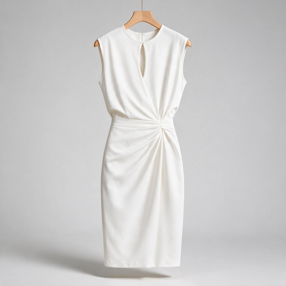 Elowen | Womens Sleeveless Cut Out Knot Midi Classy Wedding Guest Dresses on hanger