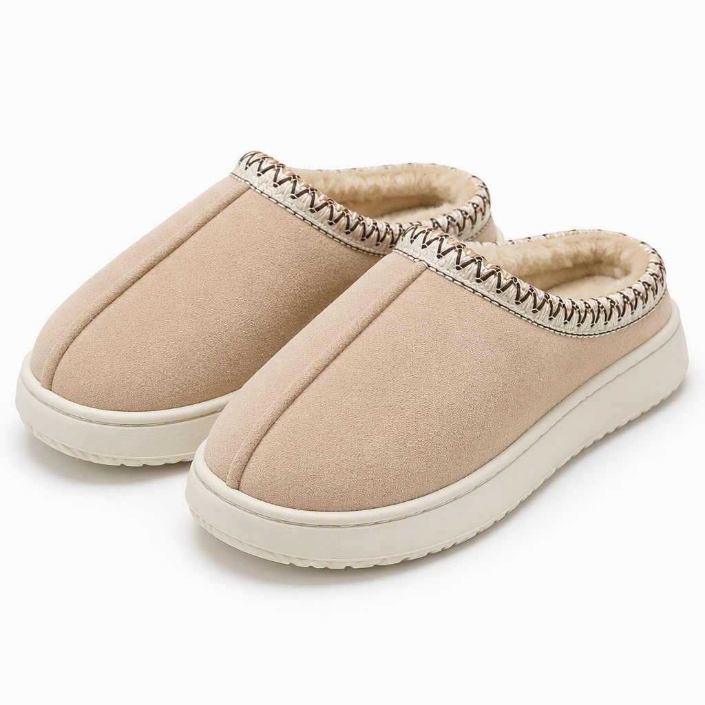 Dax | Womens Slippers Fluffy Warm Memory Foam House Slippers White packshot