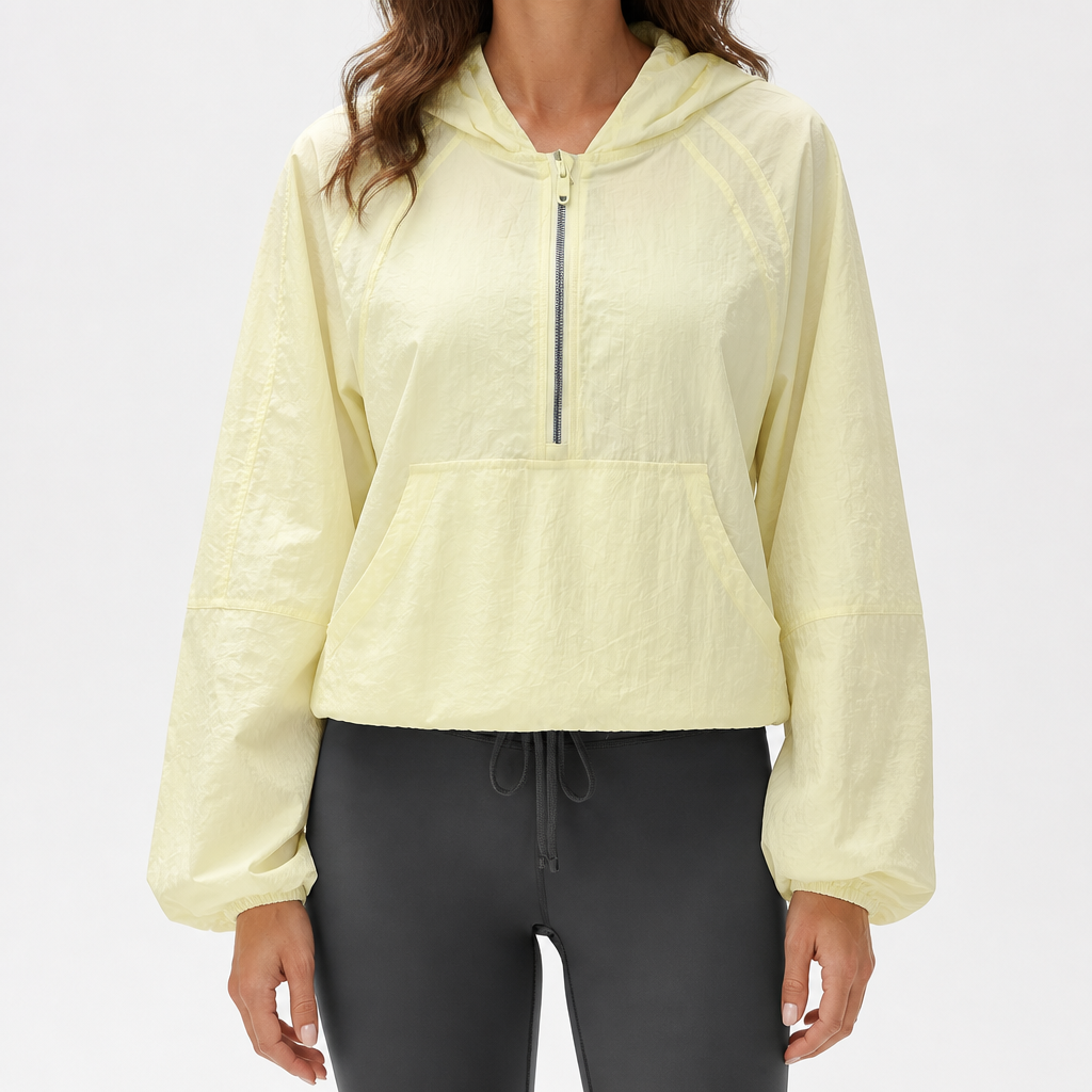 Elodie | Womens Water Resistant Hooded Lightweight Windbreaker Jacket, Yellow