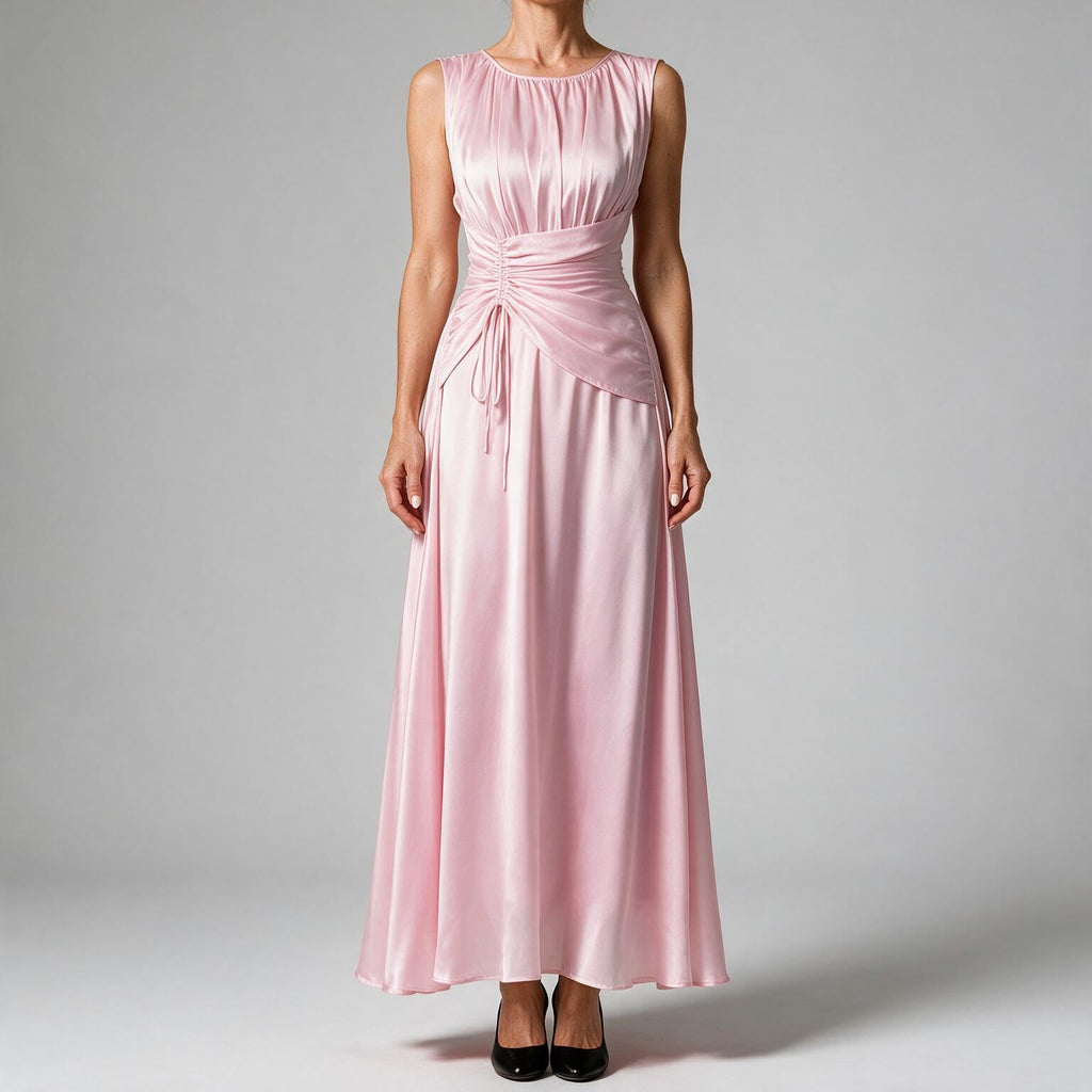 Odette | A Line Chiffon Maxi Wedding Guest Summer Dresses Pink