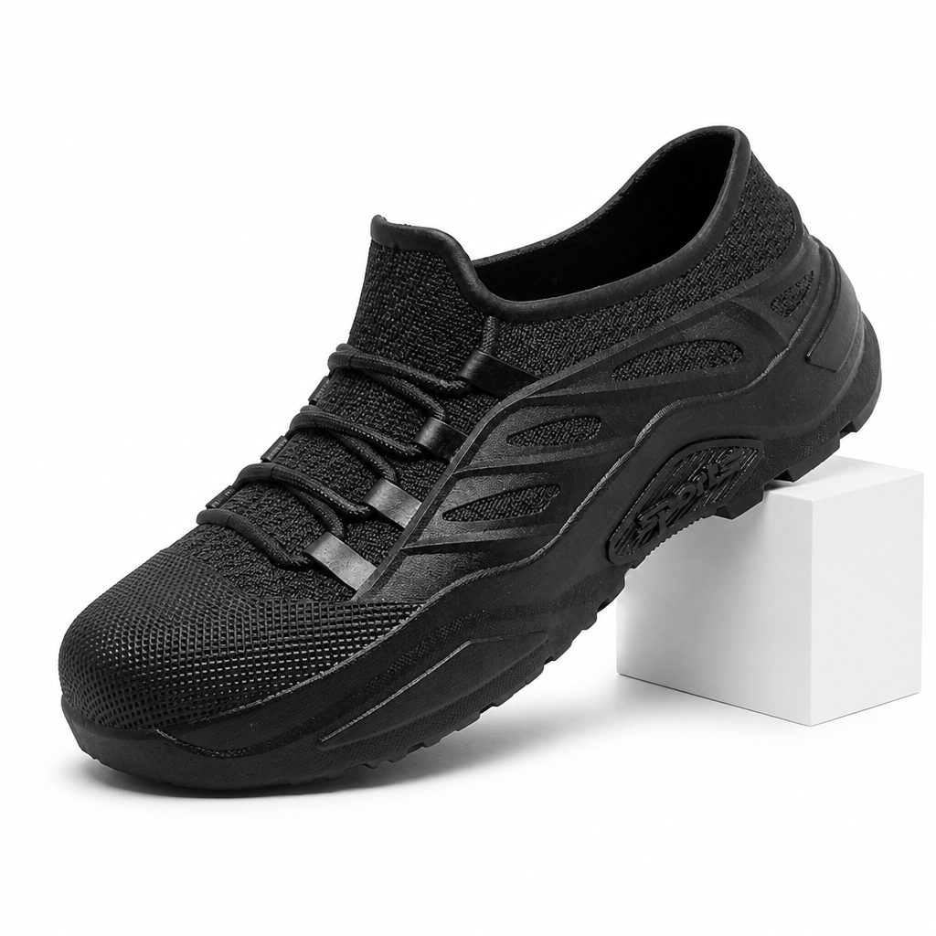 Magnus | Mens Rain Shoes Waterproof Non Slip Low Top Wellington Boots Black packshot