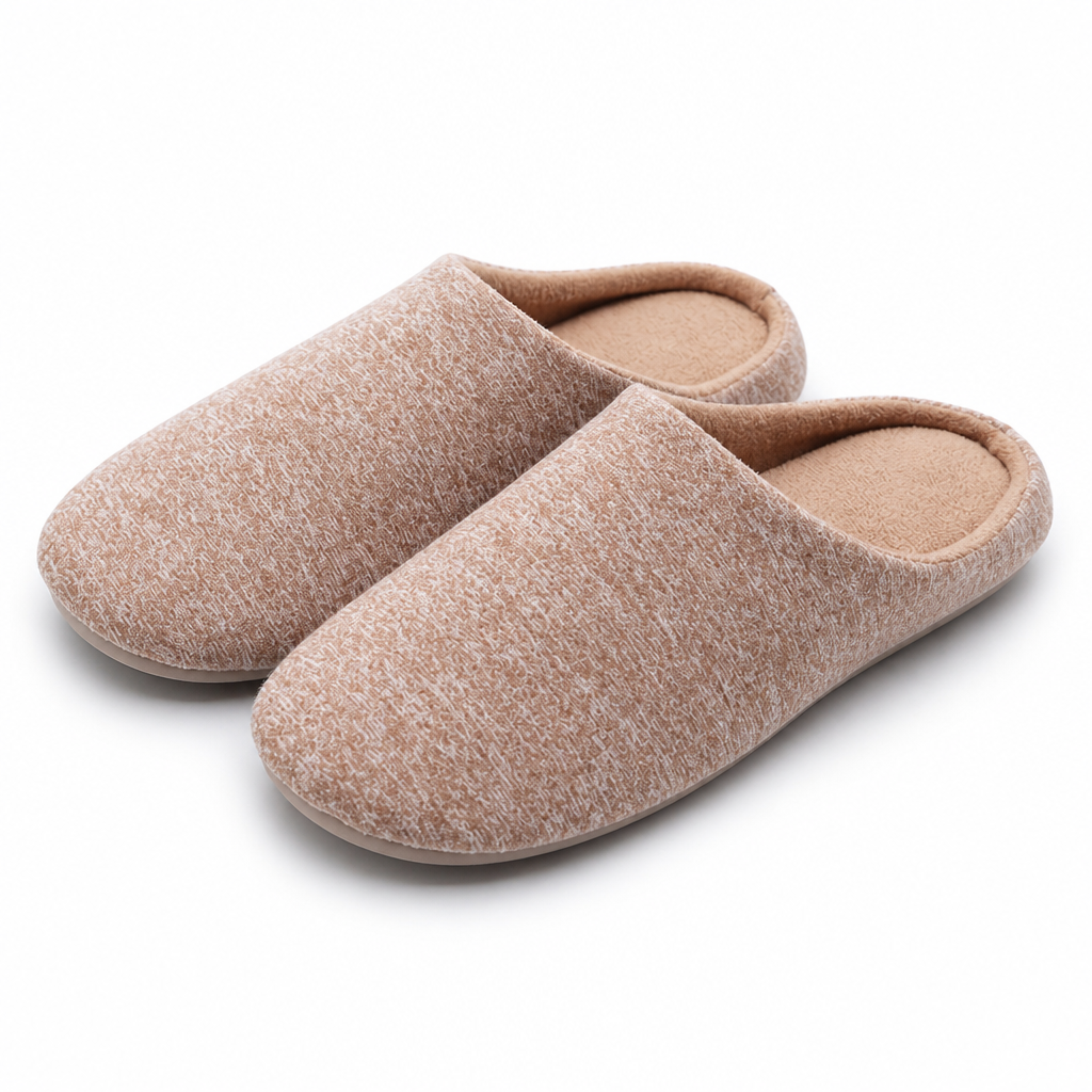Romy | Womens Slippers Fluffy Warm Cotton House Indoor Slippers Brown 2 packshot