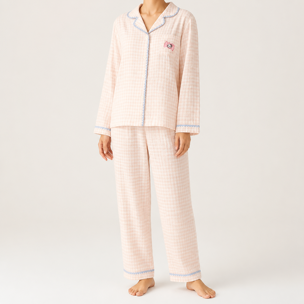 Beatrix | Womens Long Sleeve Cotton Pyjama Set Loungewear, Pink