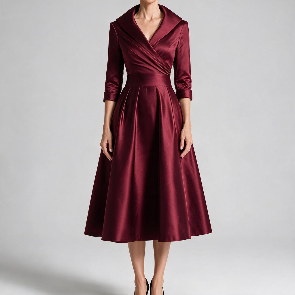 Verena | Womens Wedding Guest Dresses Long Sleeve Maxi Elegant Evening Dress Wine Red