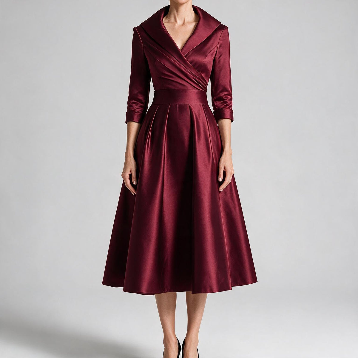 Verena | Womens Wedding Guest Dresses Long Sleeve Maxi Elegant Evening Dress Wine Red