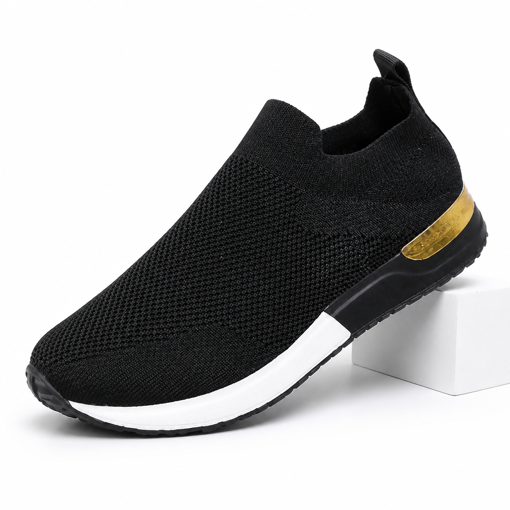 Mabel | Womens Trainers Sock Knit Slip On Breathable Running Shoes Black packshot