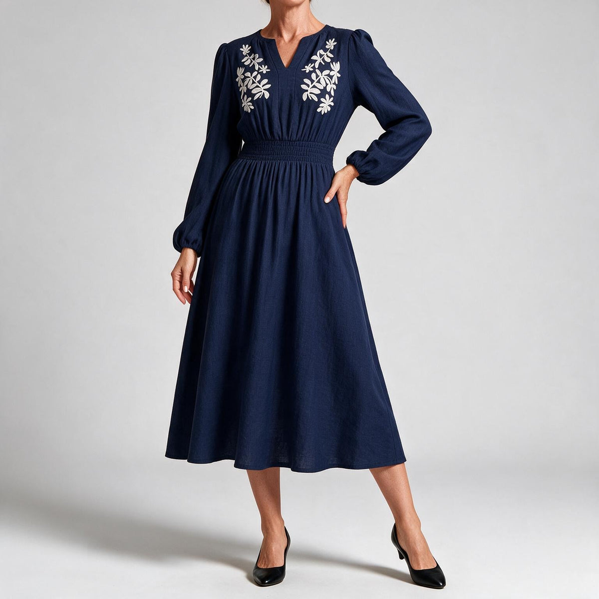 Romy | Womens Wedding Guest Midi Holiday Long Sleeve A-Line Fall Dresses
