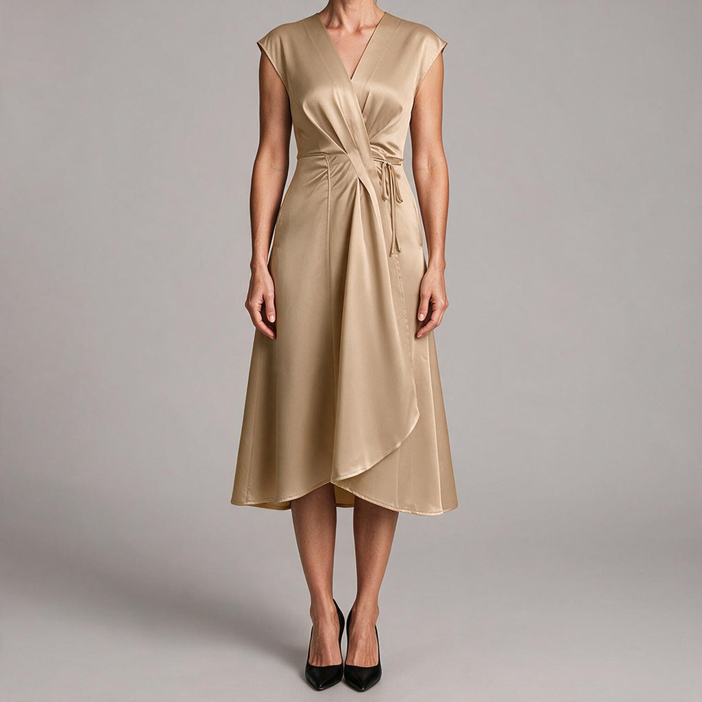 Sylvie | Cocktail Satin Midi Wedding Guest Evening Formal Dresses
