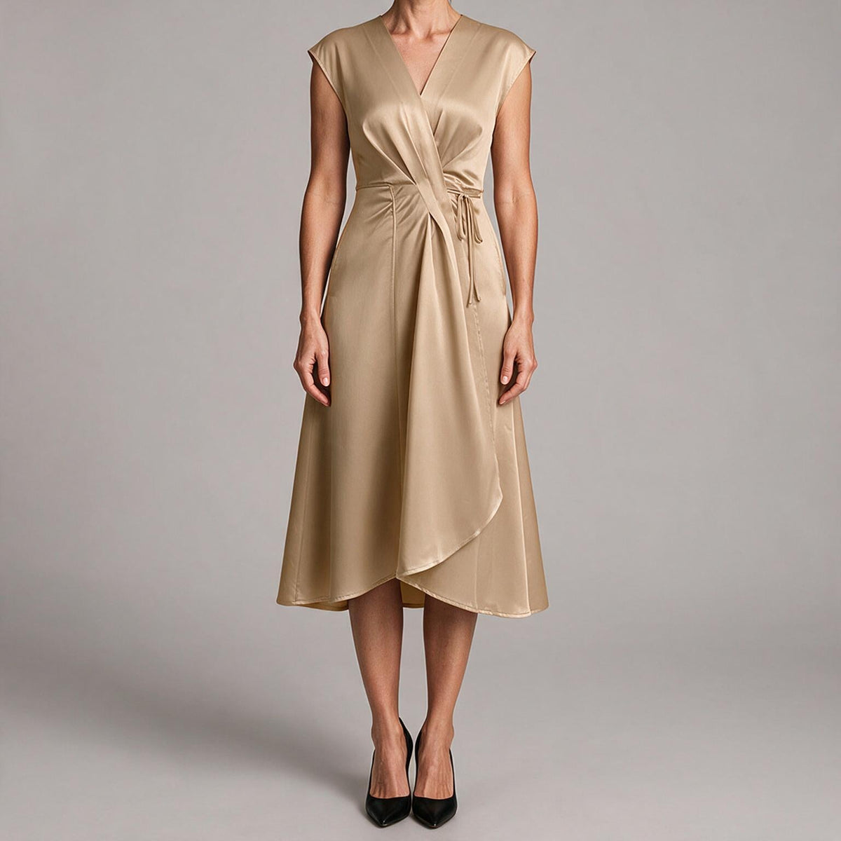 Sylvie | Cocktail Satin Midi Wedding Guest Evening Formal Dresses