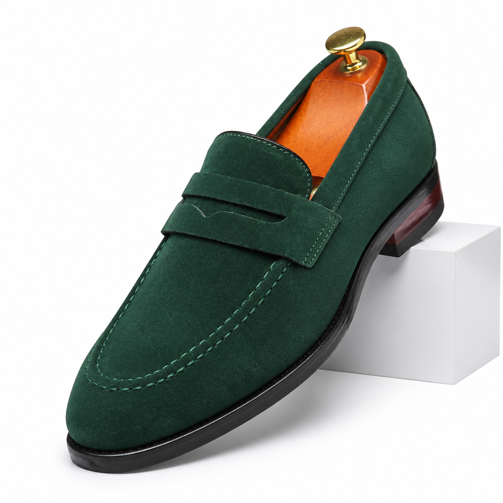 Jarrett | Mens Loafers Slip on British Casual Shoes Green packshot