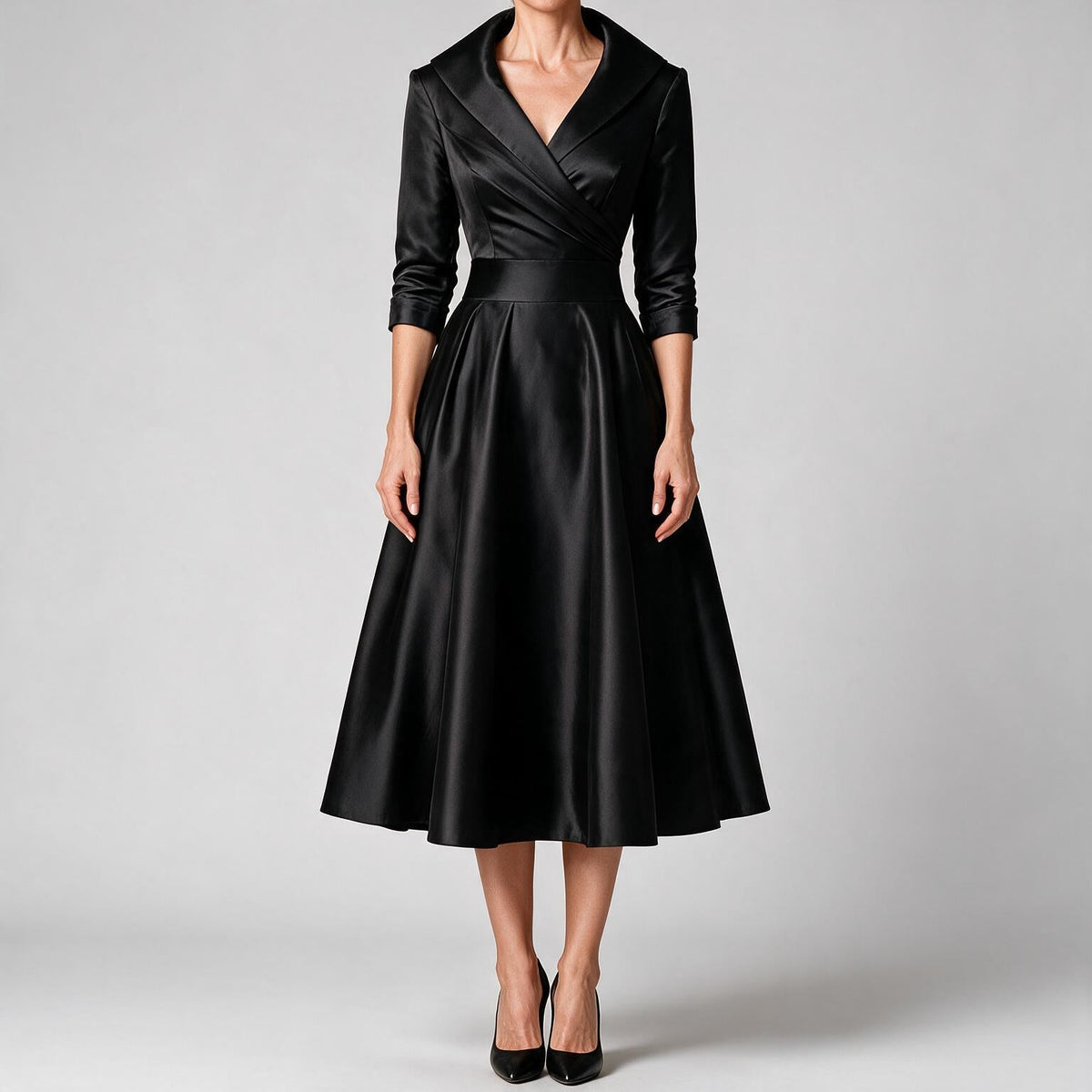 Verena | Womens Wedding Guest Dresses Long Sleeve Maxi Elegant Evening Dress Black