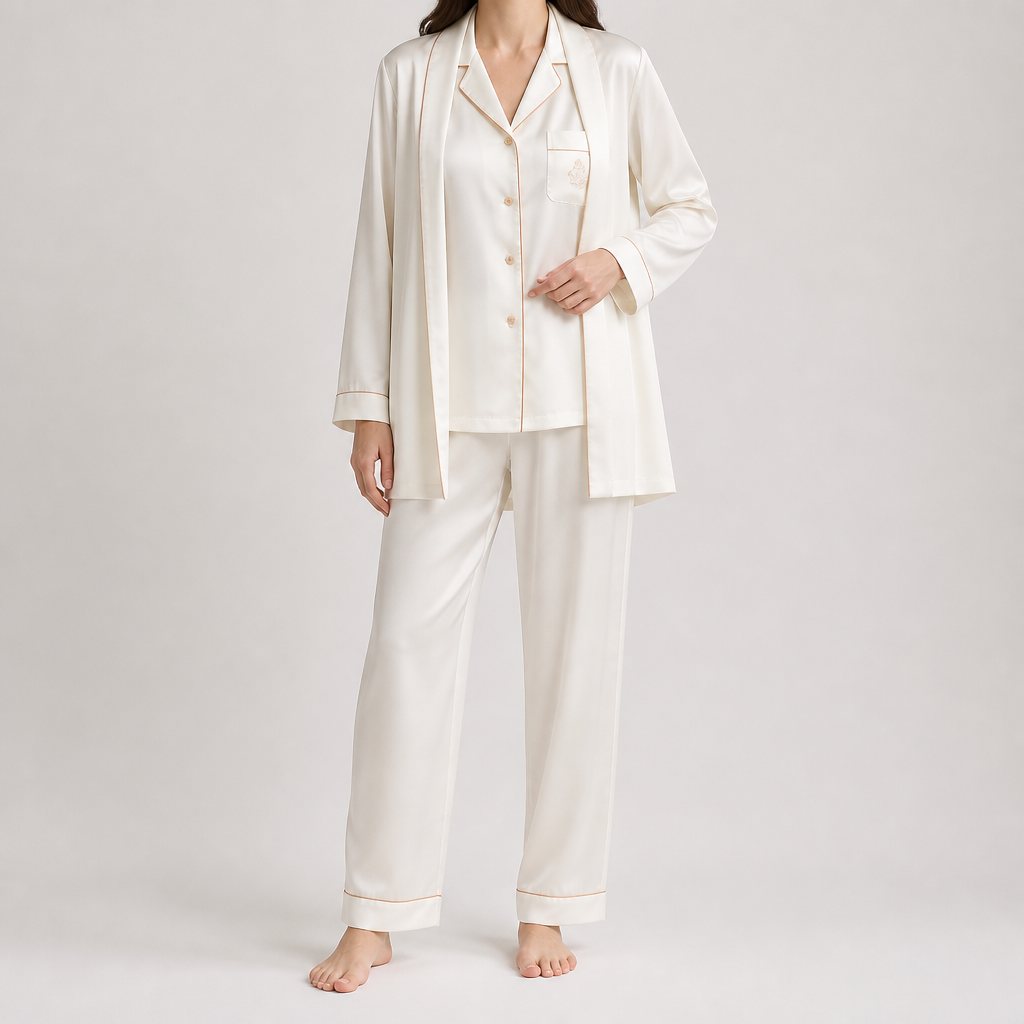 Rosalind | Womens Long Sleeve Two Piece Pyjama Set, White