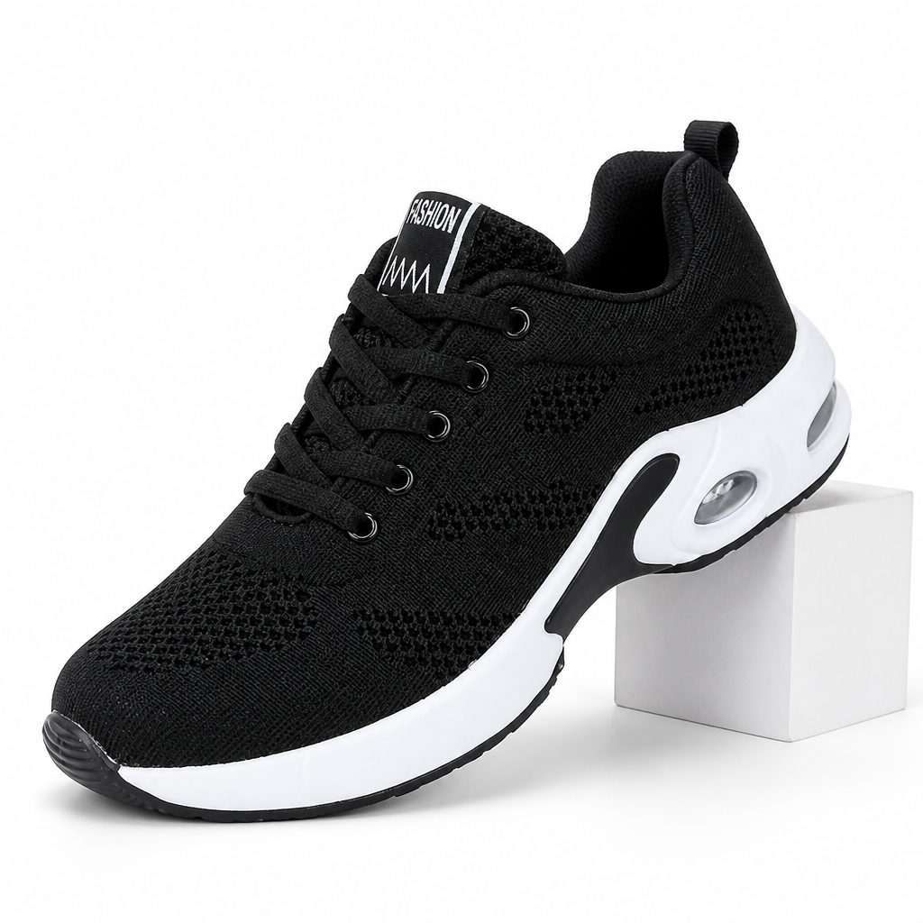 Liana | Womens Trainers Running Air Cushion Knit Breathable Sports Shoes Black packshot