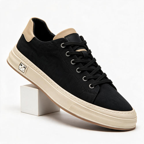 Bennett | Mens Black Trainers Sports Shoes Breathable Lightweight Casual Sneakers Black packshot