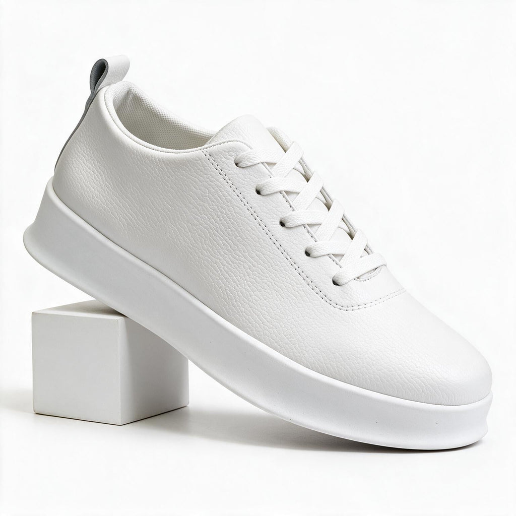 Carsten | Mens White Trainers Slip on Breathable Sports Shoes White packshot