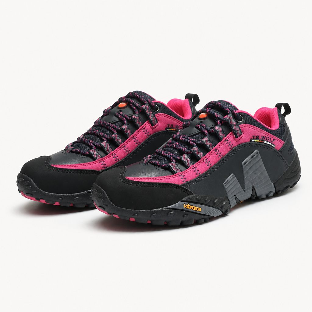 Callum | Mens Non Slip Hiking Walking Shoes, Navy Red