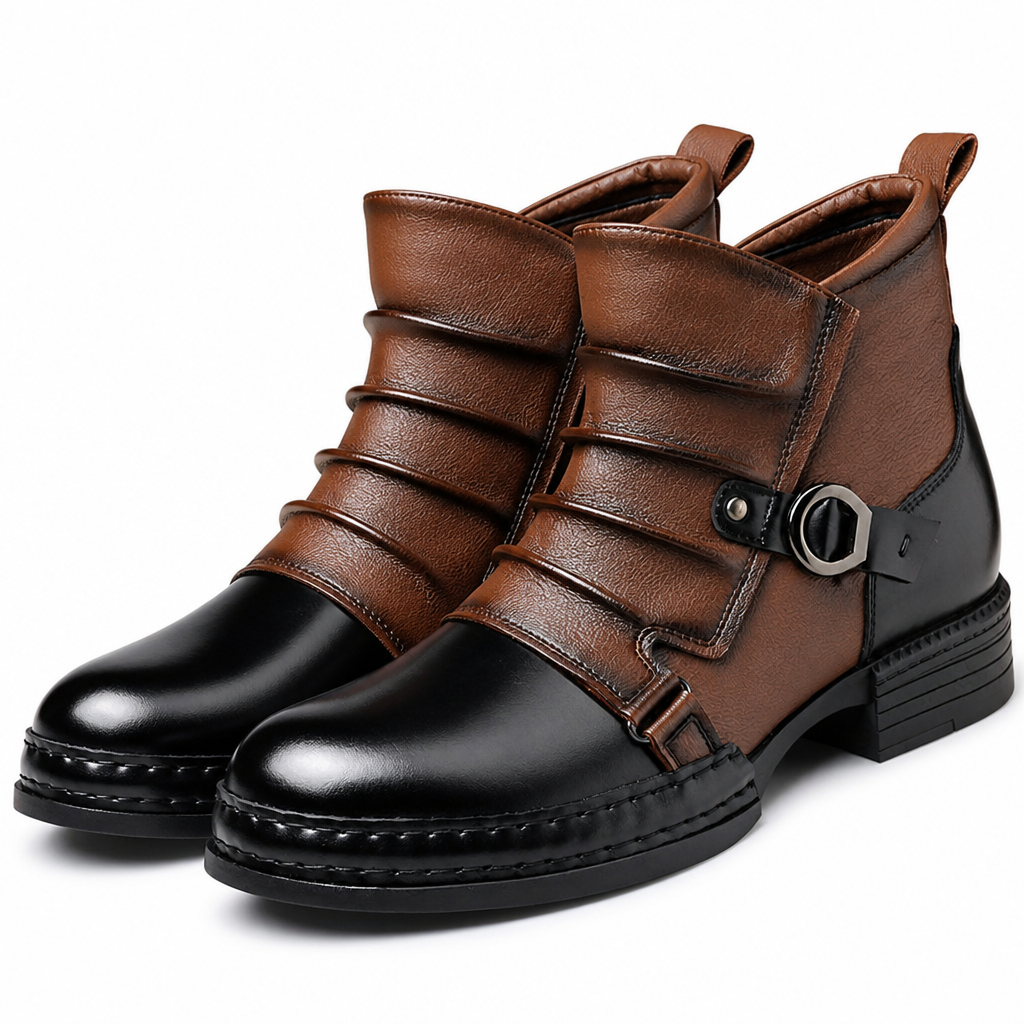 Ambrose | Mens Leather Ankle Boots Biker Boots High Top Boots Black packshot
