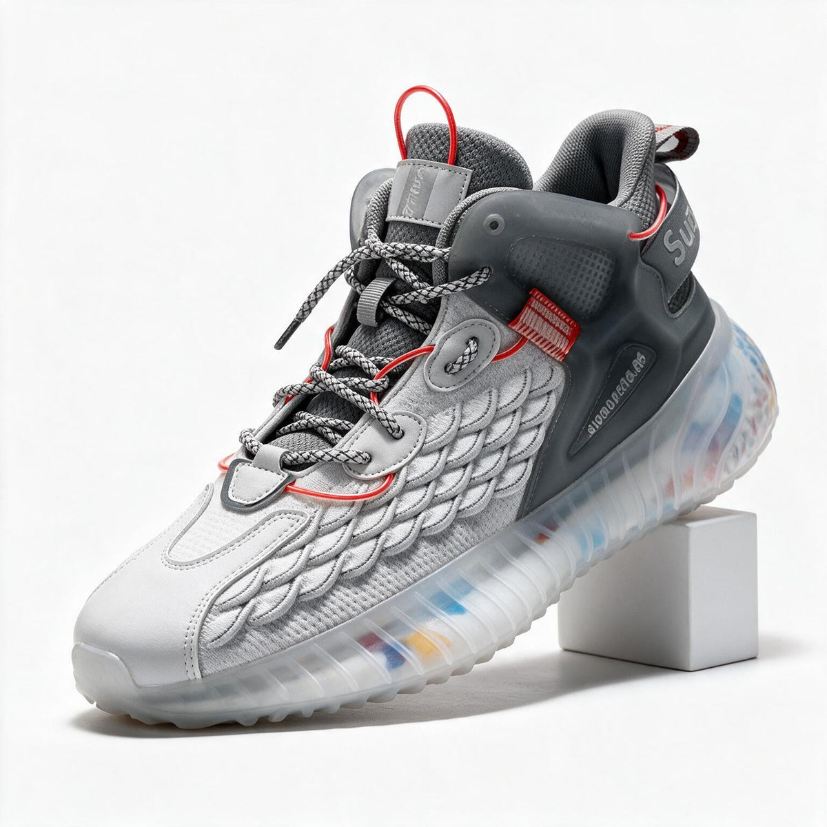 Harlan | Mens Lightweight Breathable Mesh Running On Shoes White Grey packshot