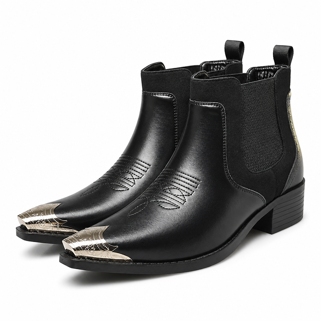 Alaric | Mens Chelsea Boots Ankle Boots Slip on Leather Boots Black packshot