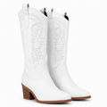 Bexley | Womens Knee High Western Heeled Long White Riding Boots White packshot