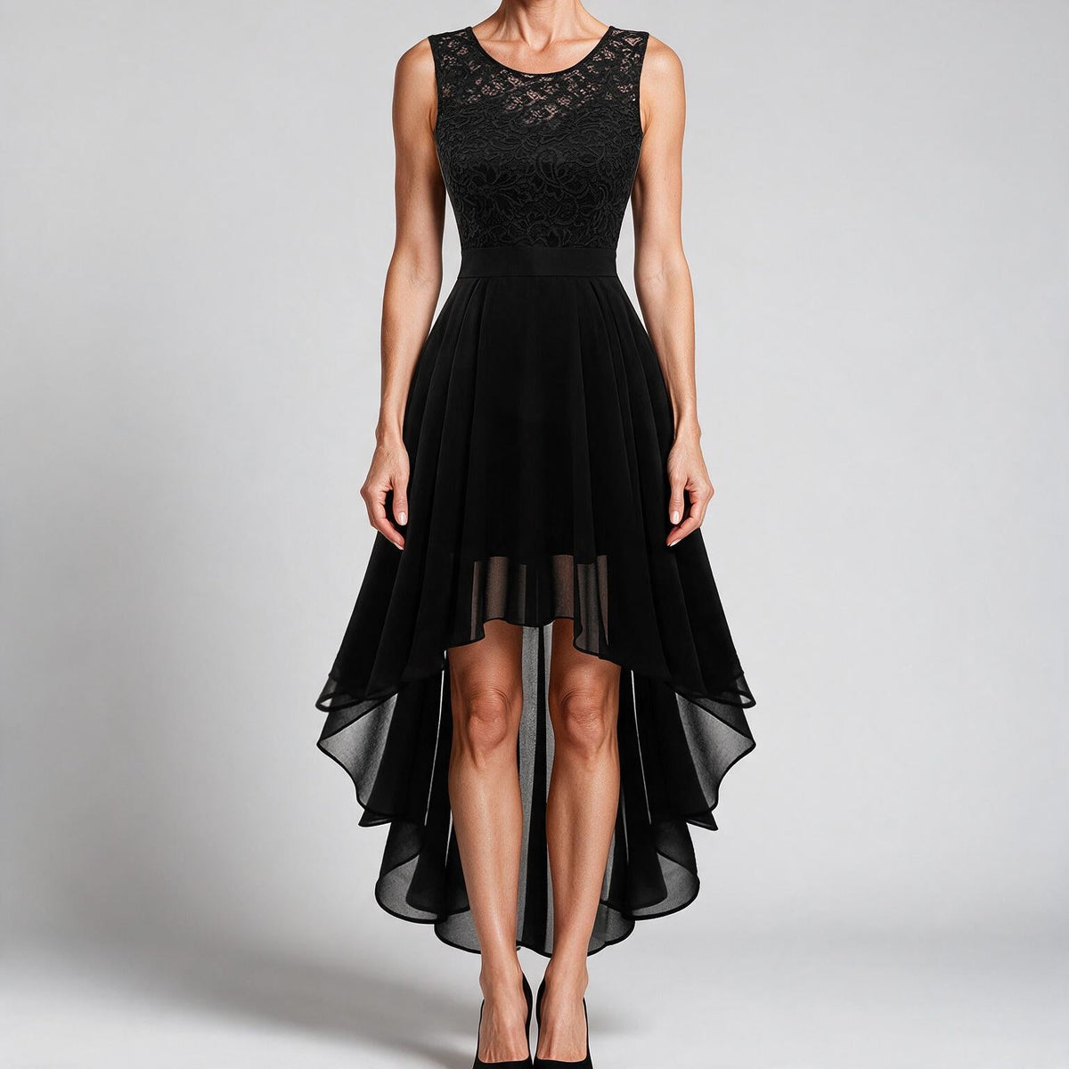Eleanor | Womens Cocktail Lace Midi Wedding Guest Evening Formal Long Elegant Dresses Black