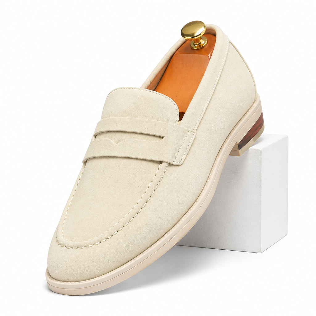 Jarrett | Mens Loafers Slip on British Casual Shoes Off White packshot