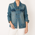 Elodie | Womens Vintage Washed Denim Jacket, Blue