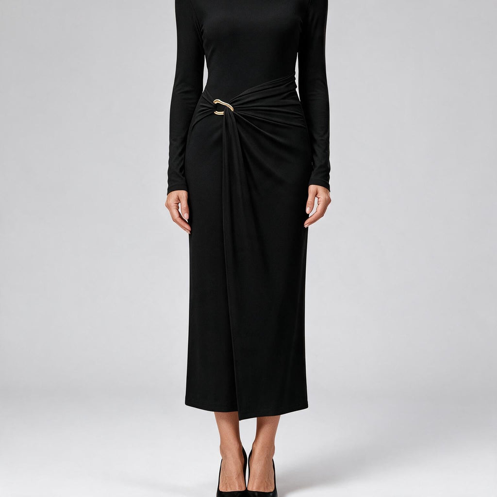 Petra | Womens Wedding Guest Long Sleeve Bodycon Midi Prom Dress