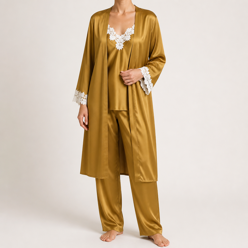 Delphine | Womens Cami Two Piece Pyjama Set, Gold