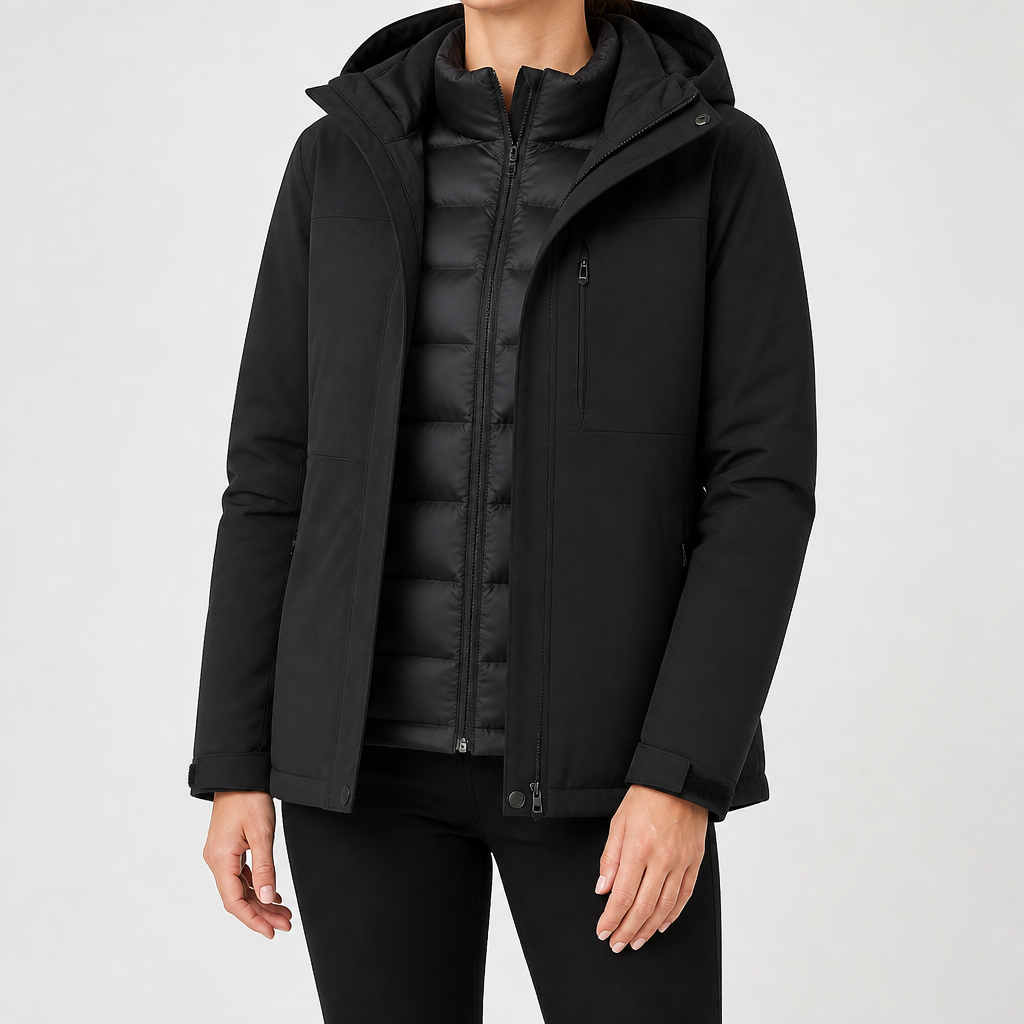 Imogen | Womens Waterproof Hooded 3-in-1 Jacket Fleece Lined, Black 4