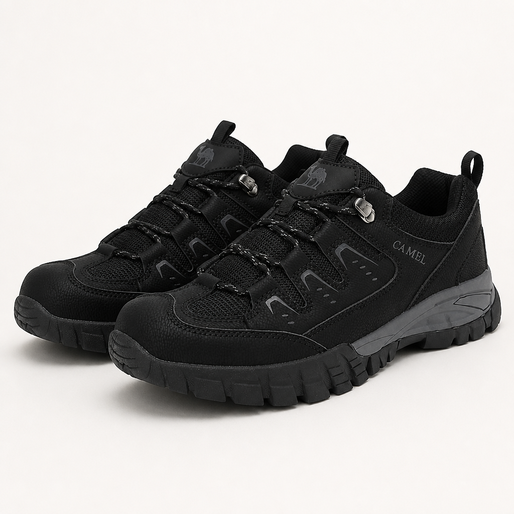 Duncan | Mens Waterproof Leather Walking Hiking Shoes, Black 2