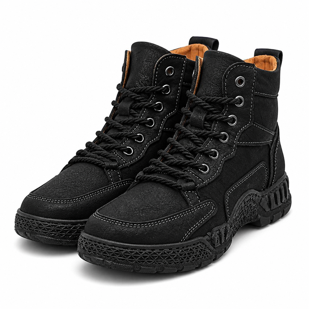 Zeb | Mens Ankle Boots Lace Up High Top Casual Boots Black 2 packshot