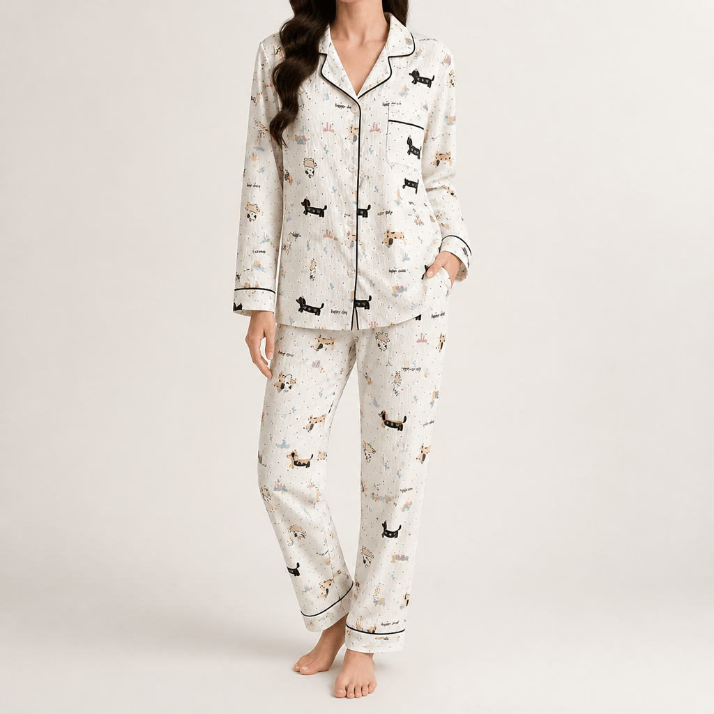 Beatrix | Womens Long Sleeve Cotton Pyjama Set Loungewear, Grey