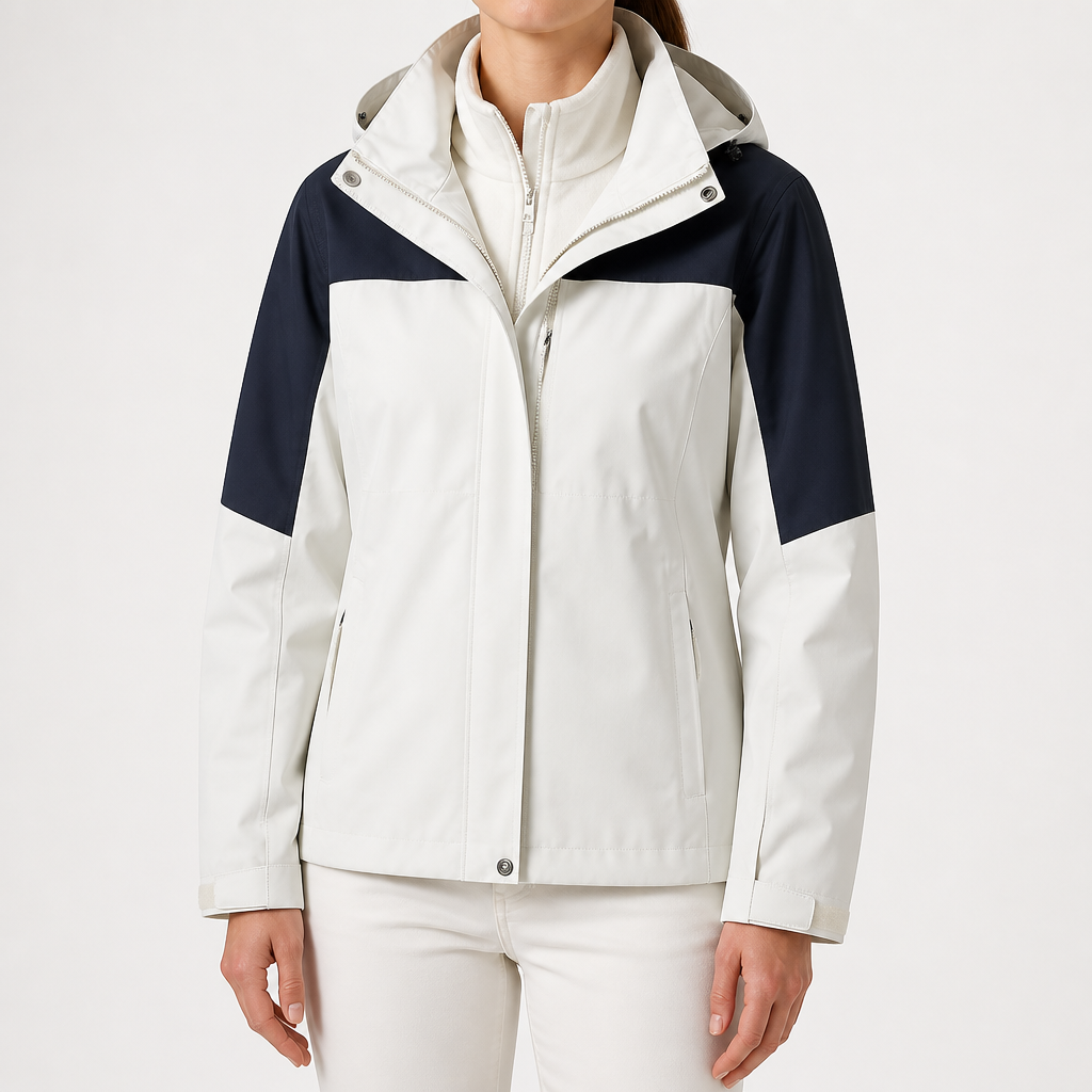 Imogen | Womens Waterproof Hooded 3-in-1 Jacket Fleece Lined, White & Black 2