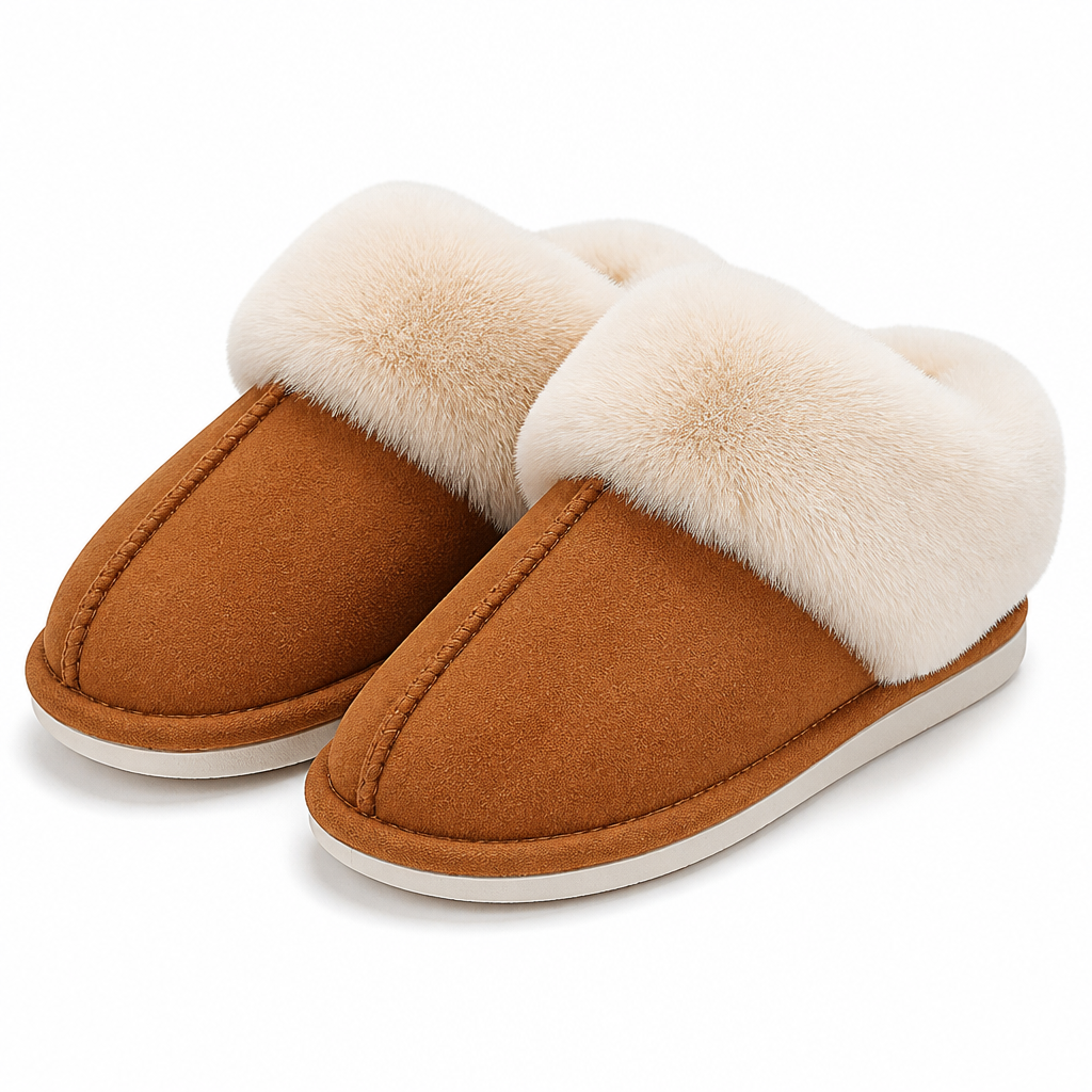 Ivar | Womens Slippers Fluffy Warm Memory Foam House Slippers Camel packshot