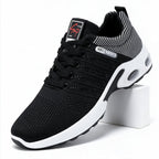 Tobin | Mens Knit Cushioned Running On Shoes Black White packshot